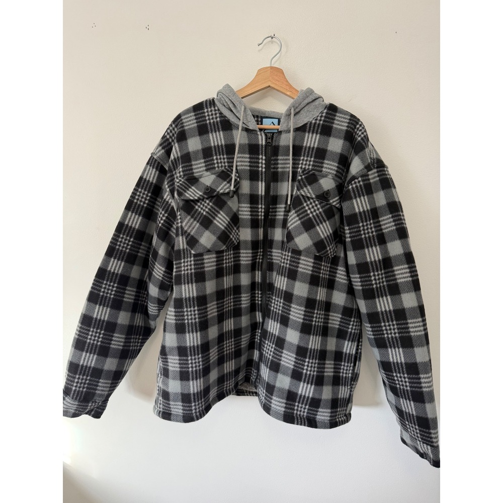 Iceburg Outerwear Flannel Fleece Zip-Up Jacket – Gray – Men's Large